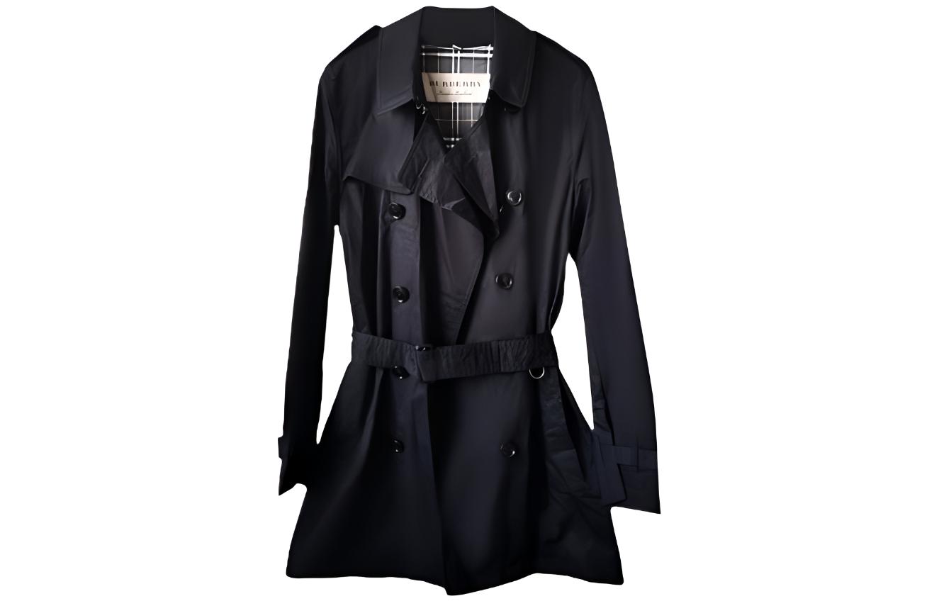 Burberry SS23  Black Double-Breasted Slim-Fit Trench Coat. 80363781