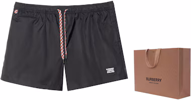Shop Burberry SS23 Black Drawstring Casual Shorts with Logo Patch. 80226381