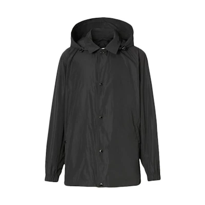 Burberry SS23 Black Hoodie Back Logo Printed Button-Up Jacket. 80218911