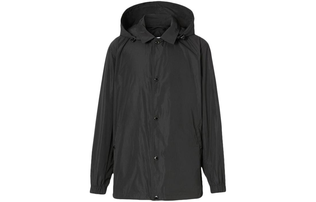 Order バーバリー SS23 ブラックフーディーバックロゴプリント ボタンアップジャケット. 80218911