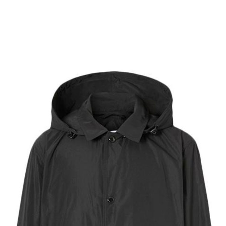 Shop バーバリー SS23 ブラックフーディーバックロゴプリント ボタンアップジャケット. 80218911