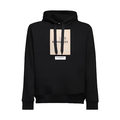 Burberry SS23 Black Hoodie with Letter Patch Details. 8057100 - A1189