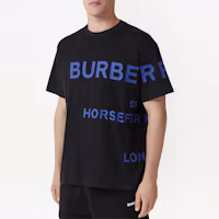 Shop Burberry SS23 Baju T-Shirt Hitam Cetakan Huruf Leher Bulat 80579861