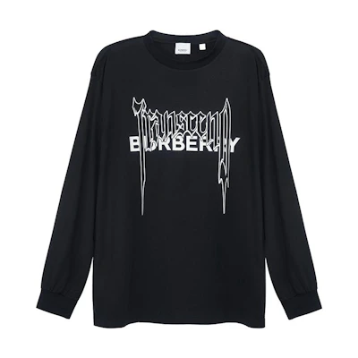 Burberry SS23 Black Logo Print Crewneck Long Sleeve Sweatshirt 80701371