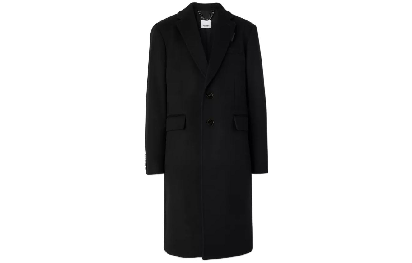 Burberry SS23  Black Long Sleeves Solid Mid-Length Trench Coat. 80582601