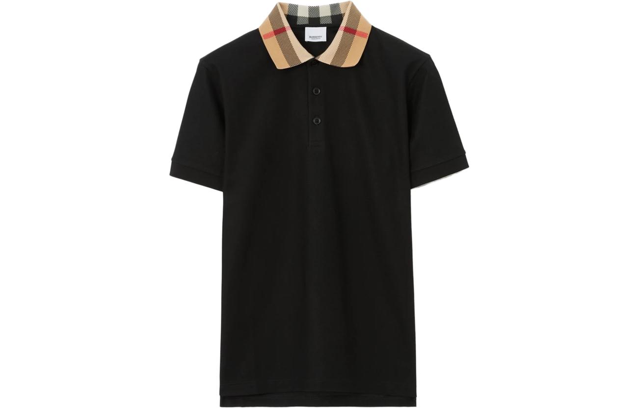 Order 버버리 SS23 블랙 패치워크 체크 반팔 폴로 셔츠. 80716201