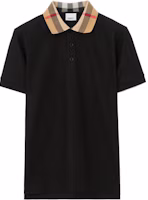 Order Burberry SS23 黑色拼接格紋短袖POLO衫 80716201