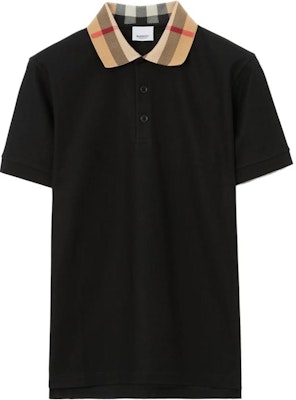 버버리 SS23 블랙 패치워크 체크 반팔 폴로 셔츠. 80716201 Order 버버리 SS23 블랙 패치워크 체크 반팔 폴로 셔츠. 80716201