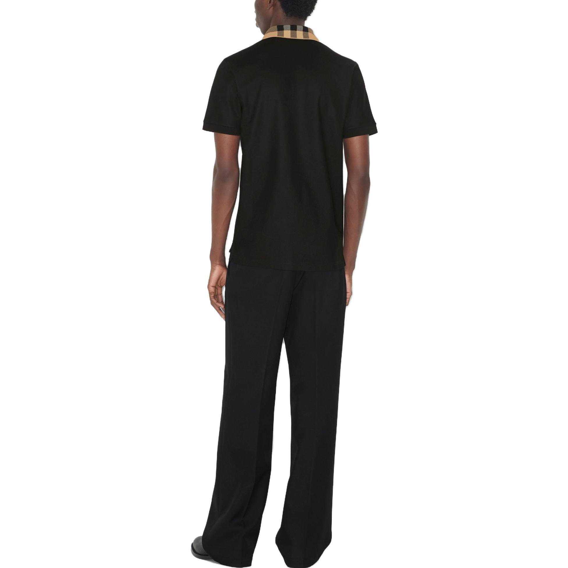 Shop 버버리 SS23 블랙 패치워크 체크 반팔 폴로 셔츠. 80716201