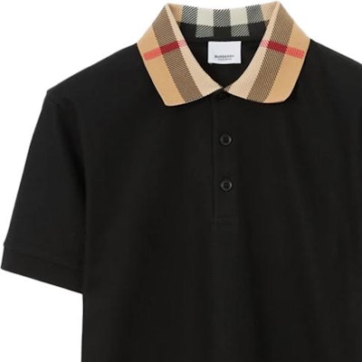 버버리 SS23 블랙 패치워크 체크 반팔 폴로 셔츠. 80716201 Details for 버버리 SS23 블랙 패치워크 체크 반팔 폴로 셔츠. 80716201