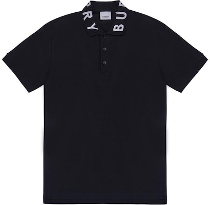 버버리 SS23 블랙 폴로 셔츠 - 로고 레터링 트림. 80675361 Order 버버리 SS23 블랙 폴로 셔츠 - 로고 레터링 트림. 80675361