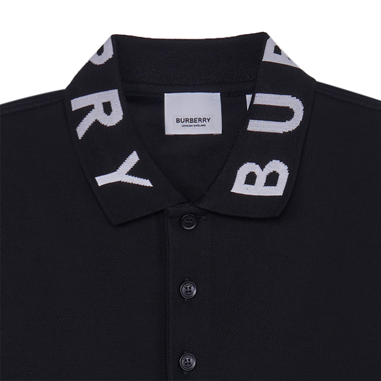 Purchase 버버리 SS23 블랙 폴로 셔츠 - 로고 레터링 트림. 80675361