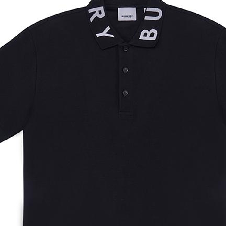 Cheap 버버리 SS23 블랙 폴로 셔츠 - 로고 레터링 트림. 80675361