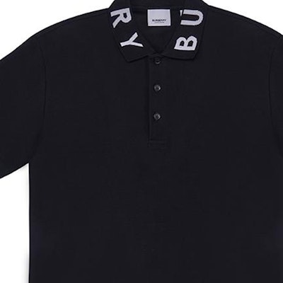 버버리 SS23 블랙 폴로 셔츠 - 로고 레터링 트림. 80675361 Cheap 버버리 SS23 블랙 폴로 셔츠 - 로고 레터링 트림. 80675361