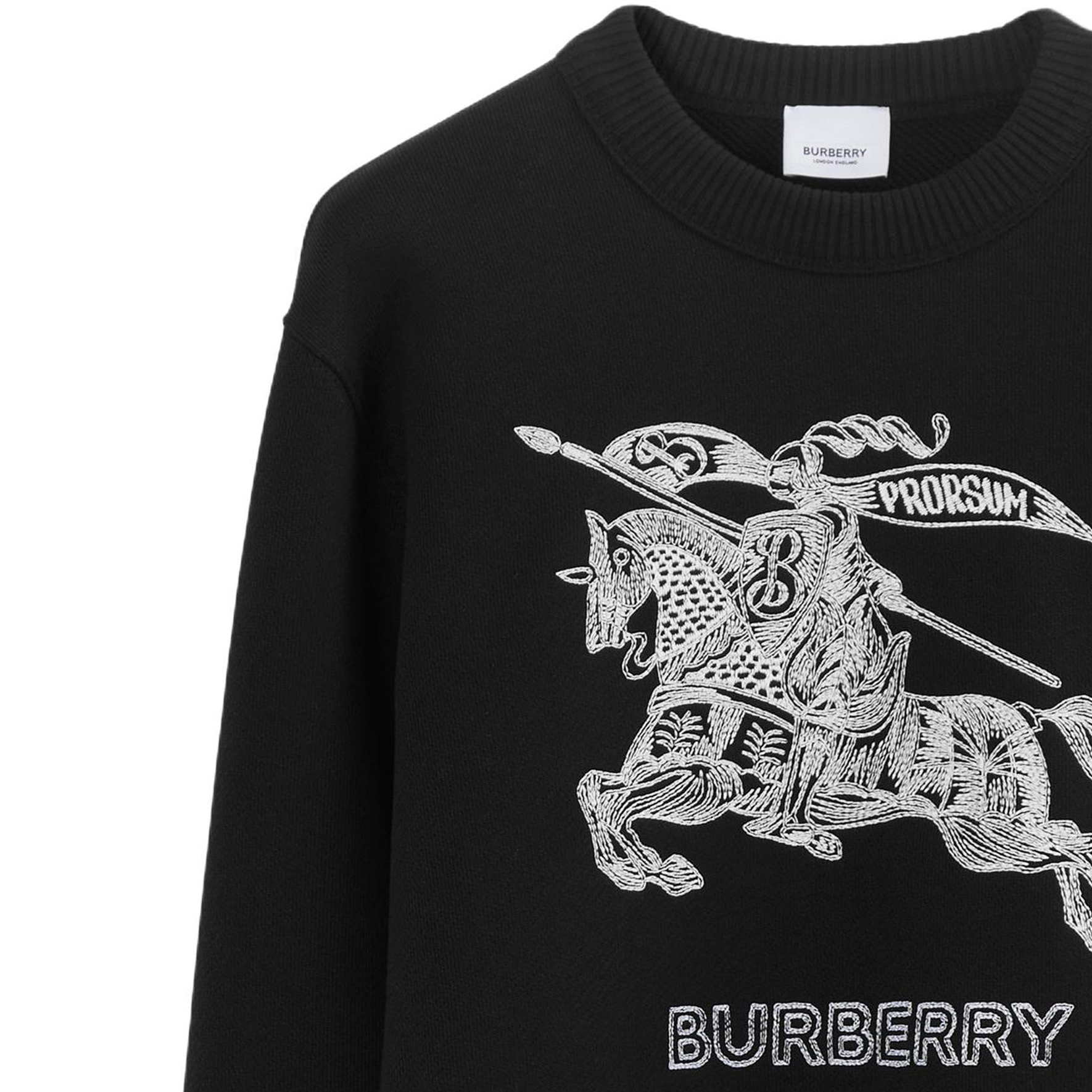 Details for Burberry SS23  Black Pullover Sweatshirt with Logo Embroidery. 80727771