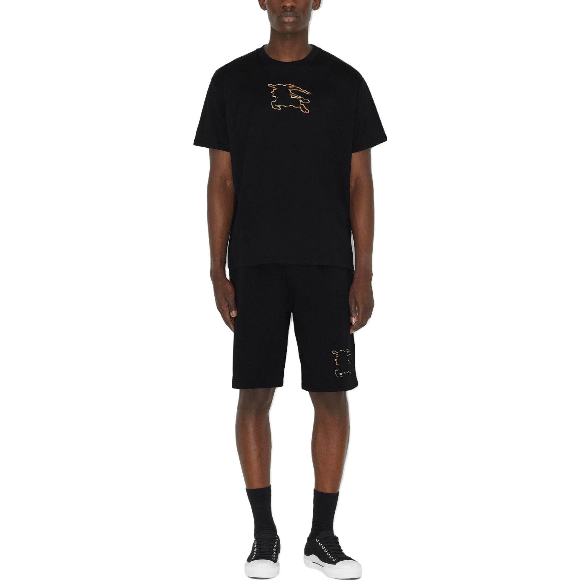 Lookbook 버버리 SS23 블랙 그래픽 프린트 반팔 면 티셔츠. 8070681