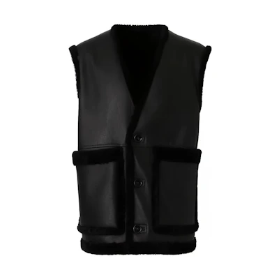 Burberry SS23 Black Solid Color Frayed Pocket Straight Vest 80637401