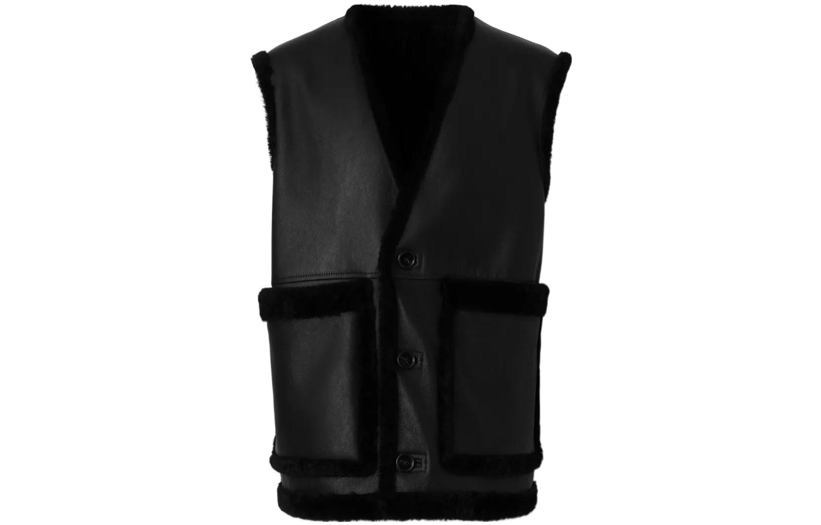 Order 버버리 SS23 블랙 솔리드 컬러 프레이드 포켓 스트레이트 베스트 80637401