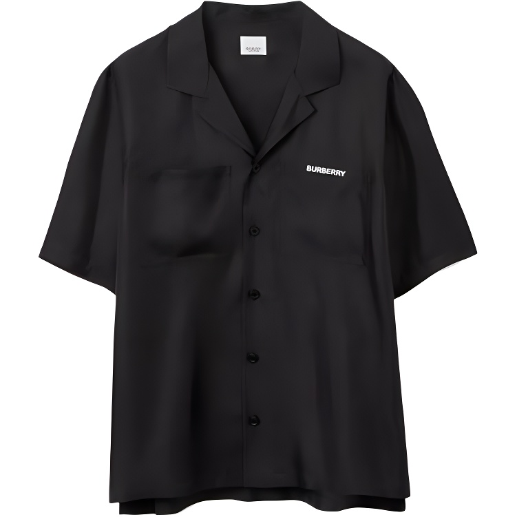 Buy Burberry SS23  Black Solid Color Logo Print Shirt. 80713801