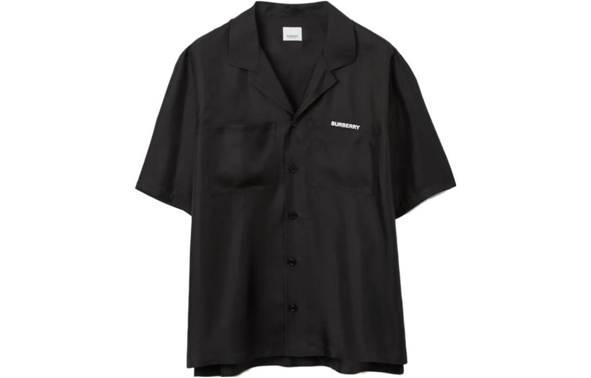 Order Burberry SS23  Black Solid Color Logo Print Shirt. 80713801