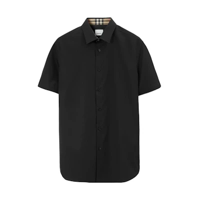 Burberry SS23 Black Solid Color Short Sleeve Casual Shirt 80718391