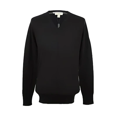 Burberry SS23 Black Solid V-Neck Casual Long-Sleeve Sweater. 38488211