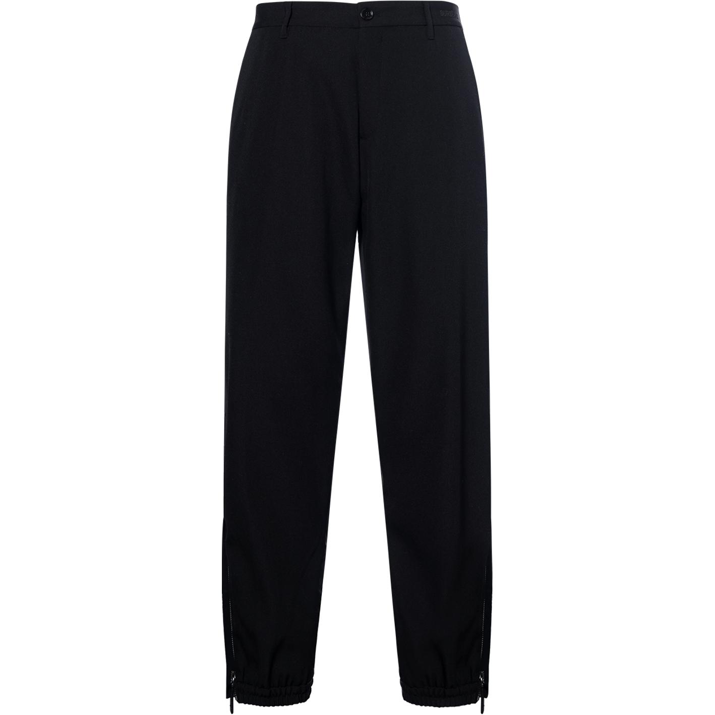 Burberry SS23  Black Tapered Casual Pants with Solid Color and Button Design. 80686821