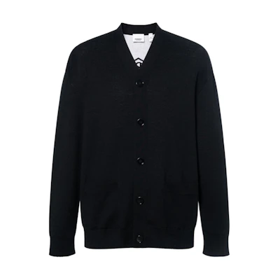 Burberry SS23 Black V-Neck Long Sleeve Knit Cardigan Sweater 80713731