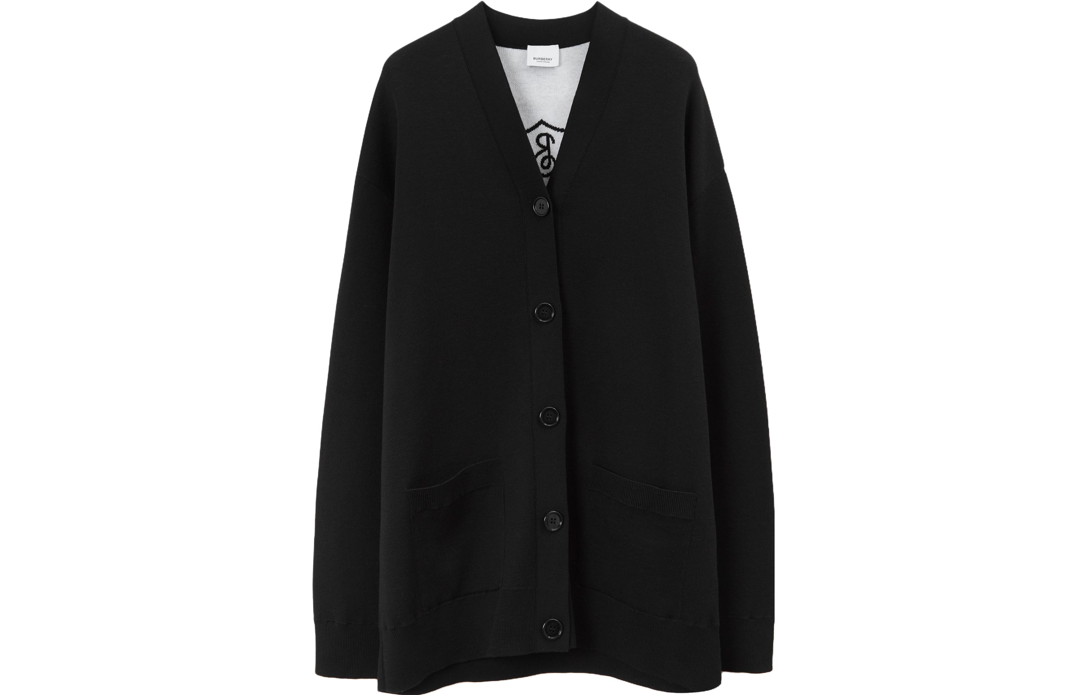 Order 버버리 SS23 블랙 V넥 긴팔 니트 가디건 스웨터 80713731