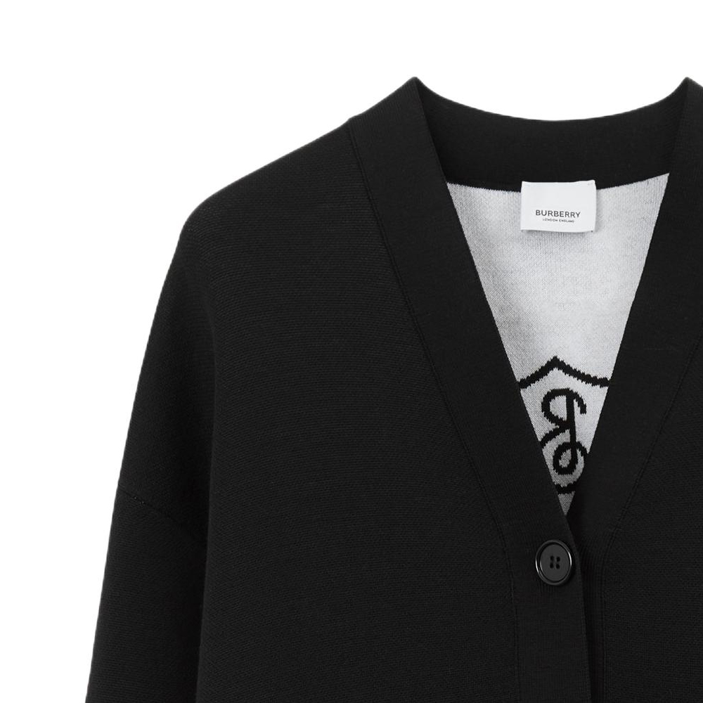 Details for 버버리 SS23 블랙 V넥 긴팔 니트 가디건 스웨터 80713731