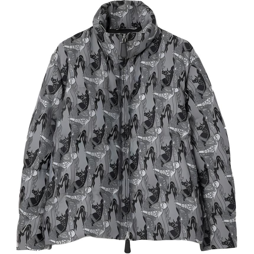 Burberry SS23  Black White Patterned Down Jacket with High Neck. 80637971 圖 2