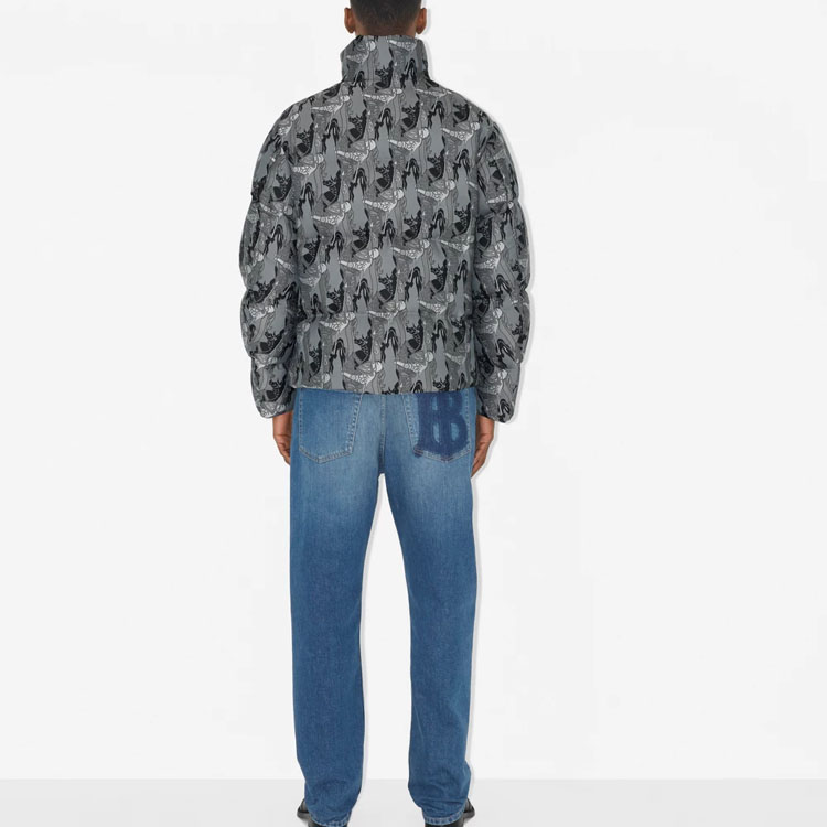 Burberry SS23  Black White Patterned Down Jacket with High Neck. 80637971 圖 4