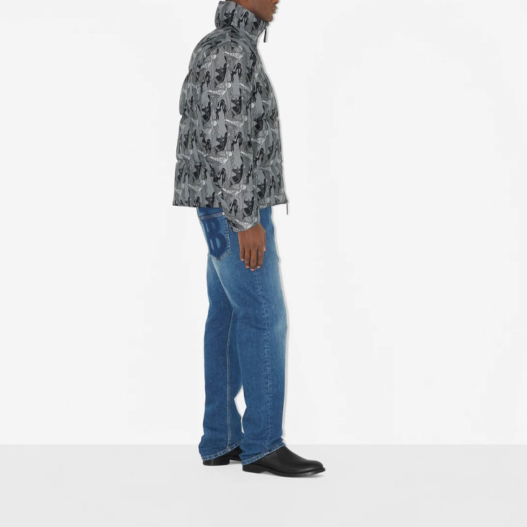 Burberry SS23  Black White Patterned Down Jacket with High Neck. 80637971 圖 5