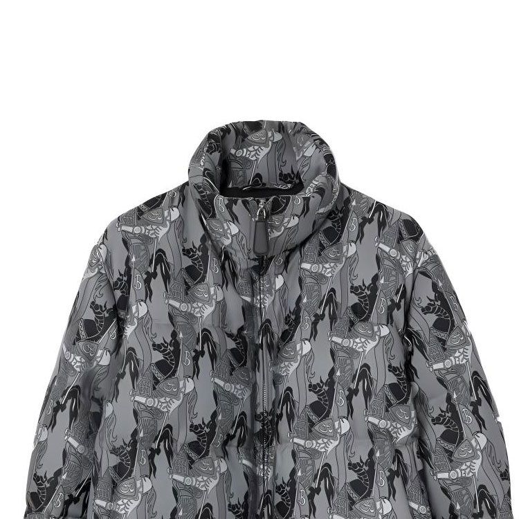 Burberry SS23  Black White Patterned Down Jacket with High Neck. 80637971 圖 6