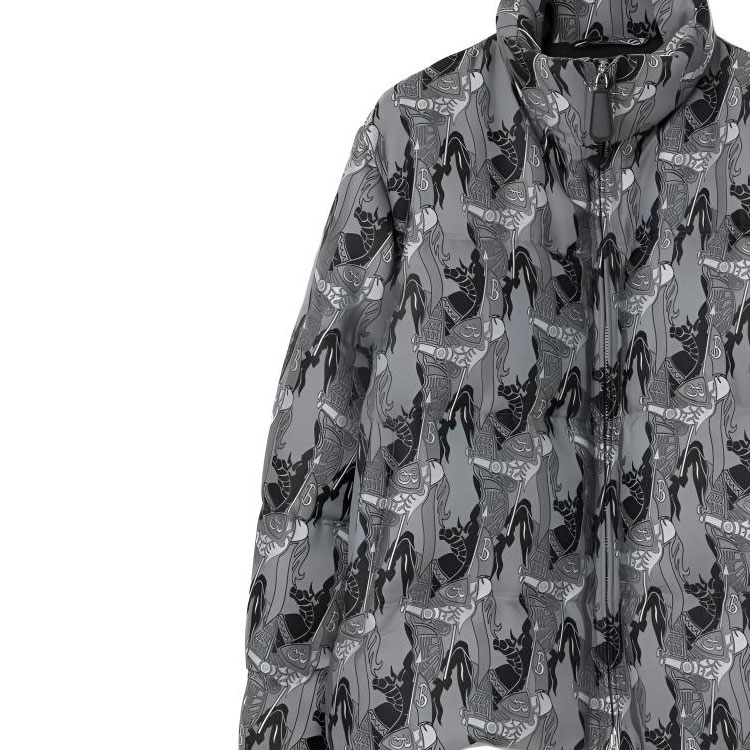 Burberry SS23  Black White Patterned Down Jacket with High Neck. 80637971 圖 7