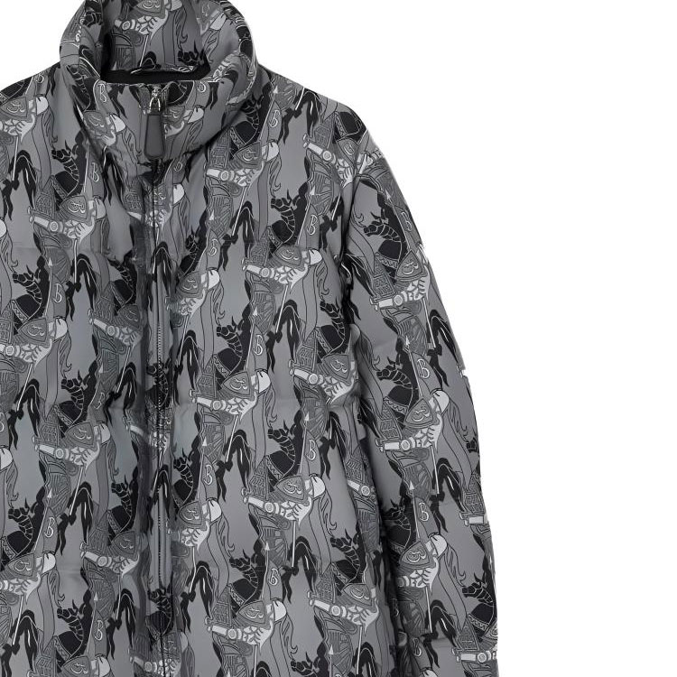 Burberry SS23  Black White Patterned Down Jacket with High Neck. 80637971 圖 8