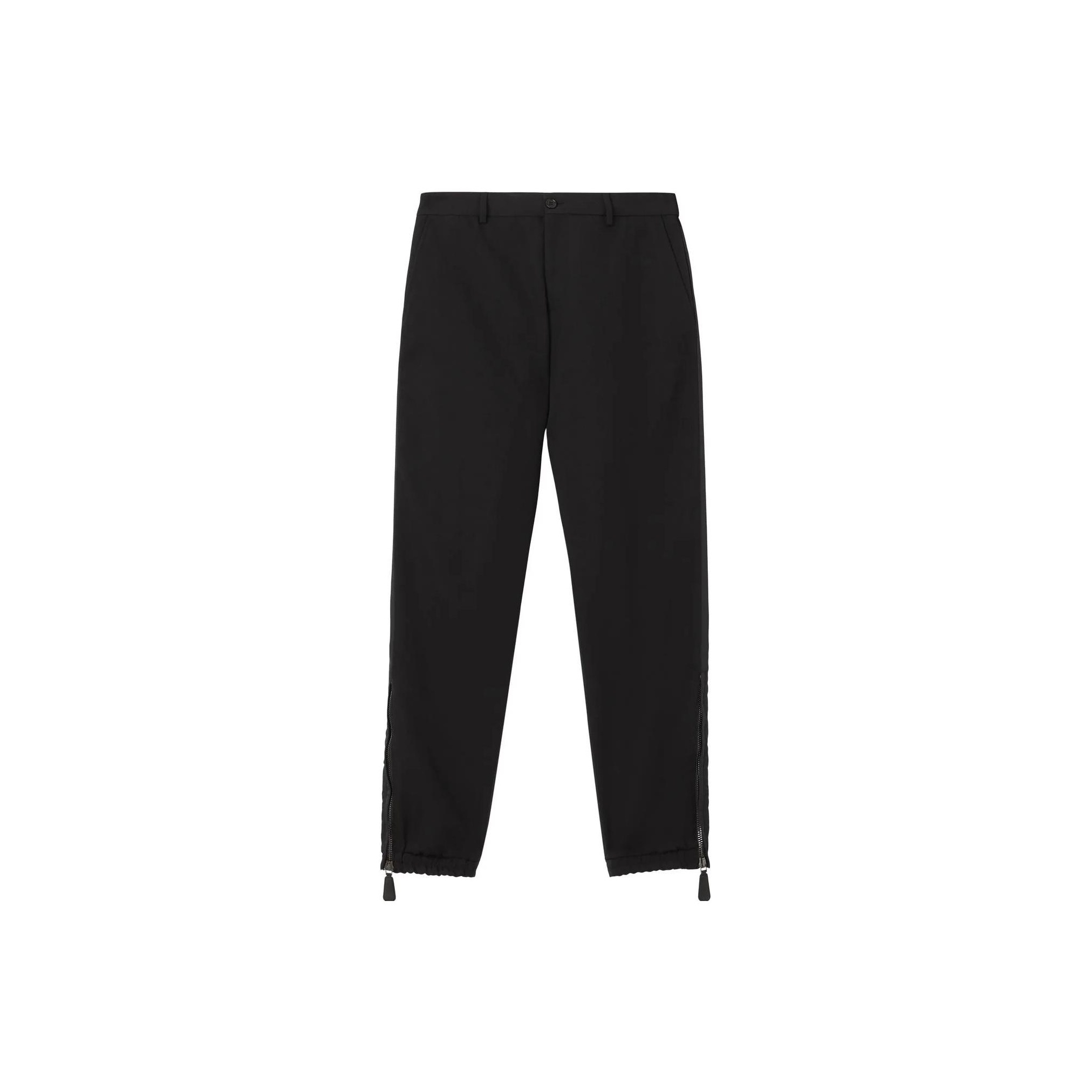 Burberry SS23  Black Wool Side-Zip Tapered Casual Pants. 80637301