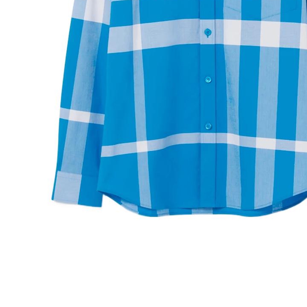 Shop 버버리 SS23 블루 체크 긴소매 버튼다운 셔츠 액티브 스타일. 80659731