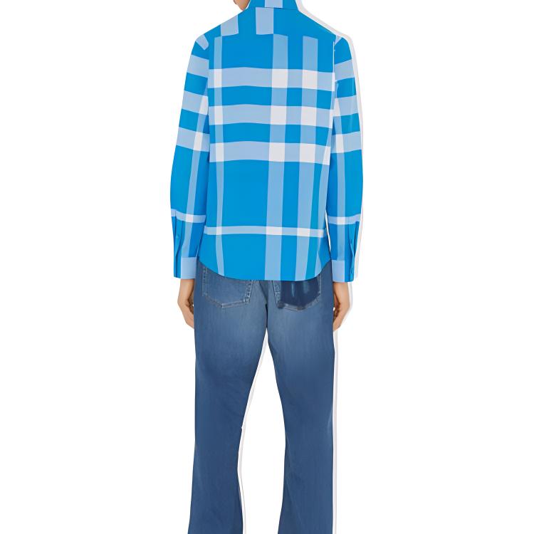 Sizing 버버리 SS23 블루 체크 긴소매 버튼다운 셔츠 액티브 스타일. 80659731