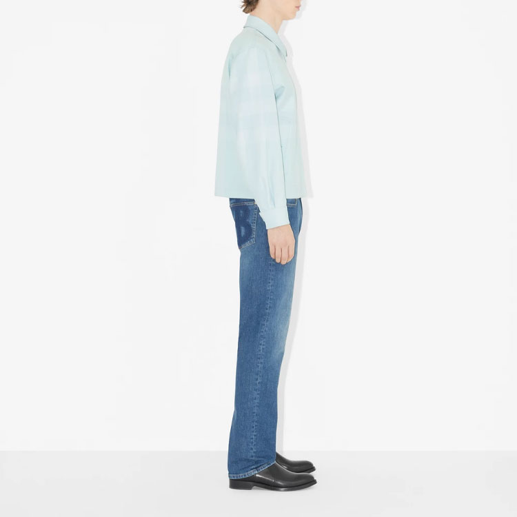 Purchase Burberry SS23 Jaket Biru Motif Kotak dengan Resleting. 80658571