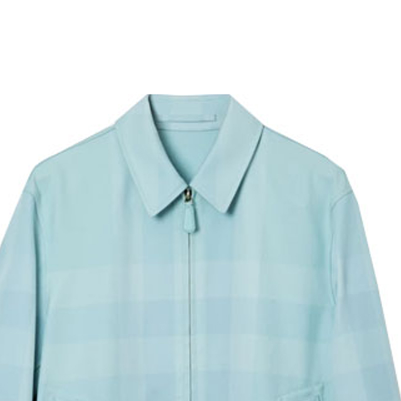 Details for Burberry SS23 Jaket Biru Motif Kotak dengan Resleting. 80658571