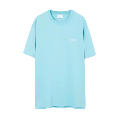 Burberry SS23 Blue Logo Print Loose Fit Crew Neck T-Shirt. 80714361