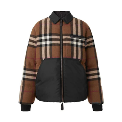 Burberry SS23 Brown Checkered Contrast Collar Fleece Jacket. 80635171