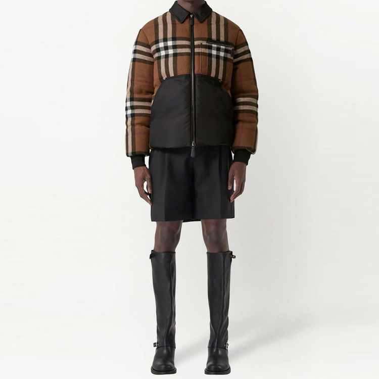 Burberry SS23  Brown Checkered Contrast Collar Fleece Jacket. 80635171 圖 3