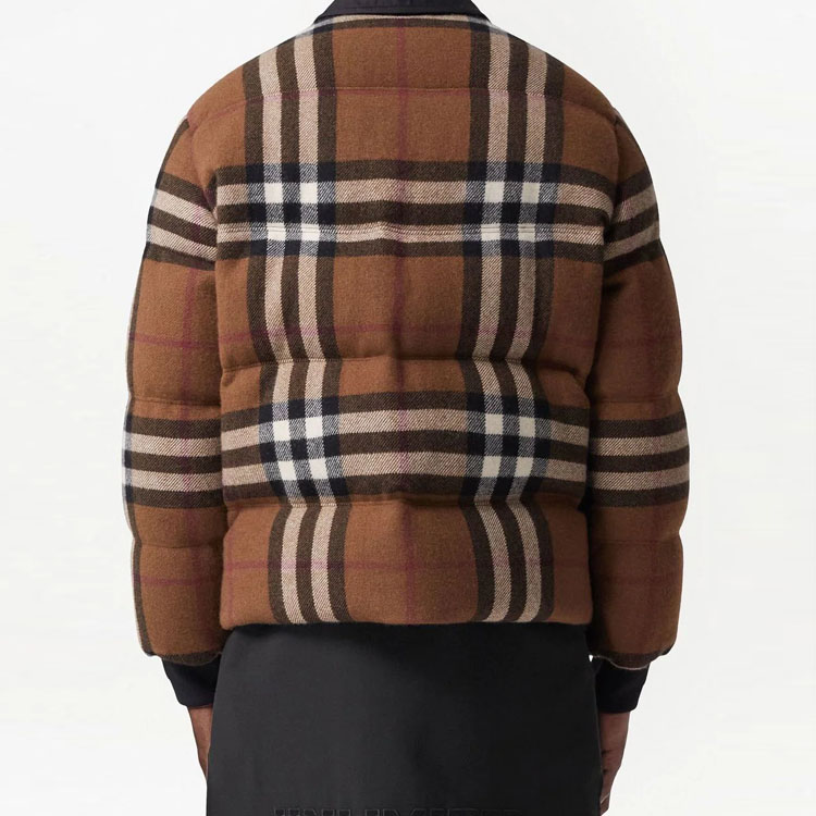 Burberry SS23  Brown Checkered Contrast Collar Fleece Jacket. 80635171 圖 4