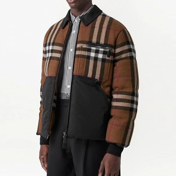 Burberry SS23  Brown Checkered Contrast Collar Fleece Jacket. 80635171 圖 5