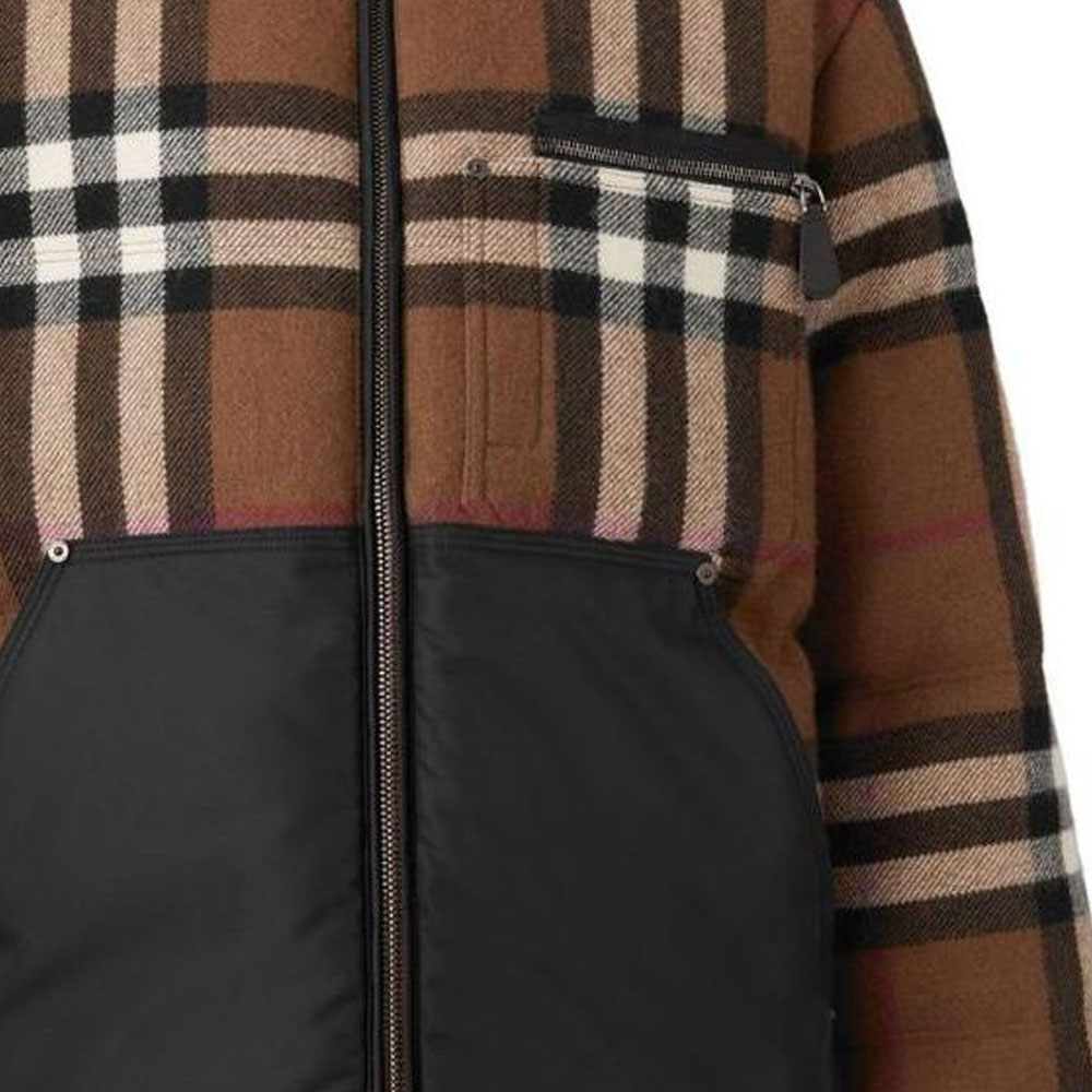Burberry SS23  Brown Checkered Contrast Collar Fleece Jacket. 80635171 圖 8