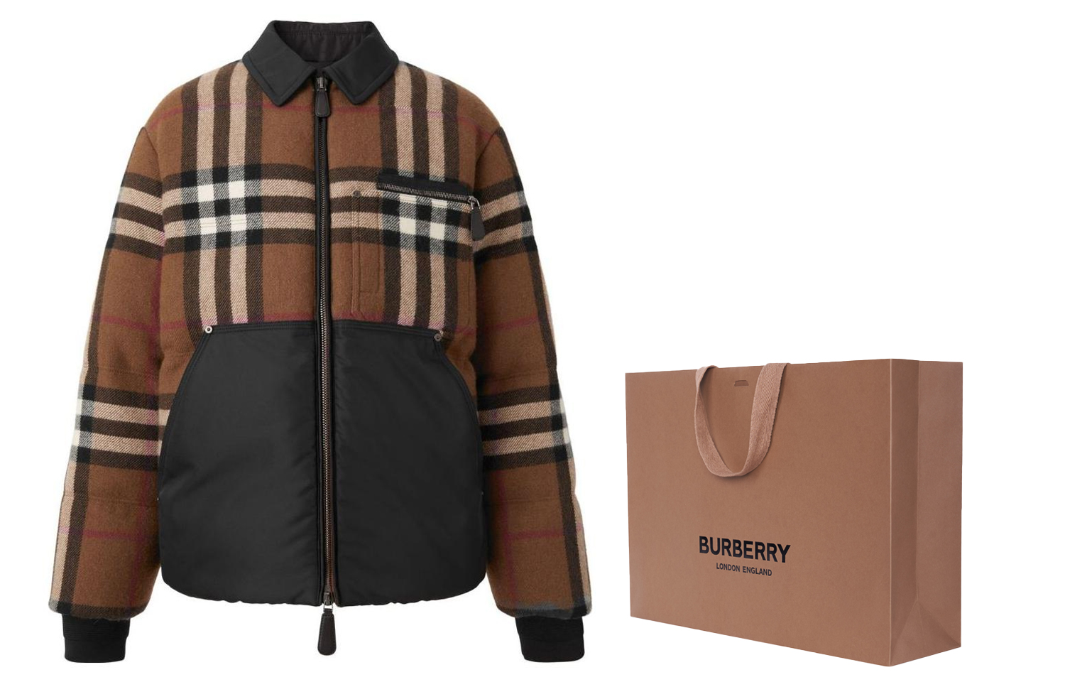 Burberry SS23  Brown Checkered Contrast Collar Fleece Jacket. 80635171 圖 9