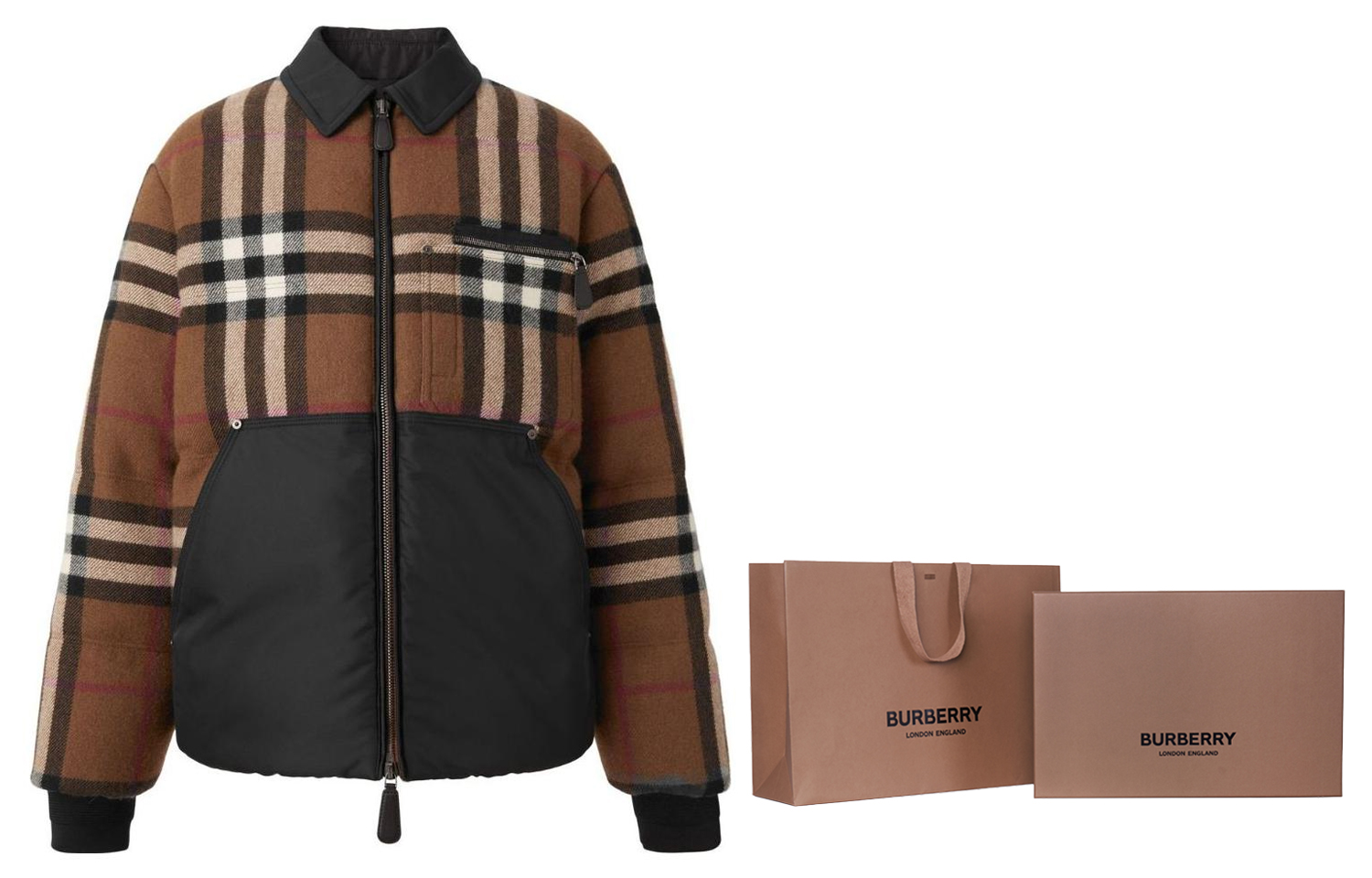 Burberry SS23  Brown Checkered Contrast Collar Fleece Jacket. 80635171 圖 10