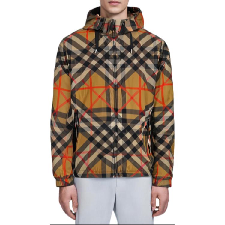 Shop 博柏利 SS23 棕色叠层格纹夹克. 80636891